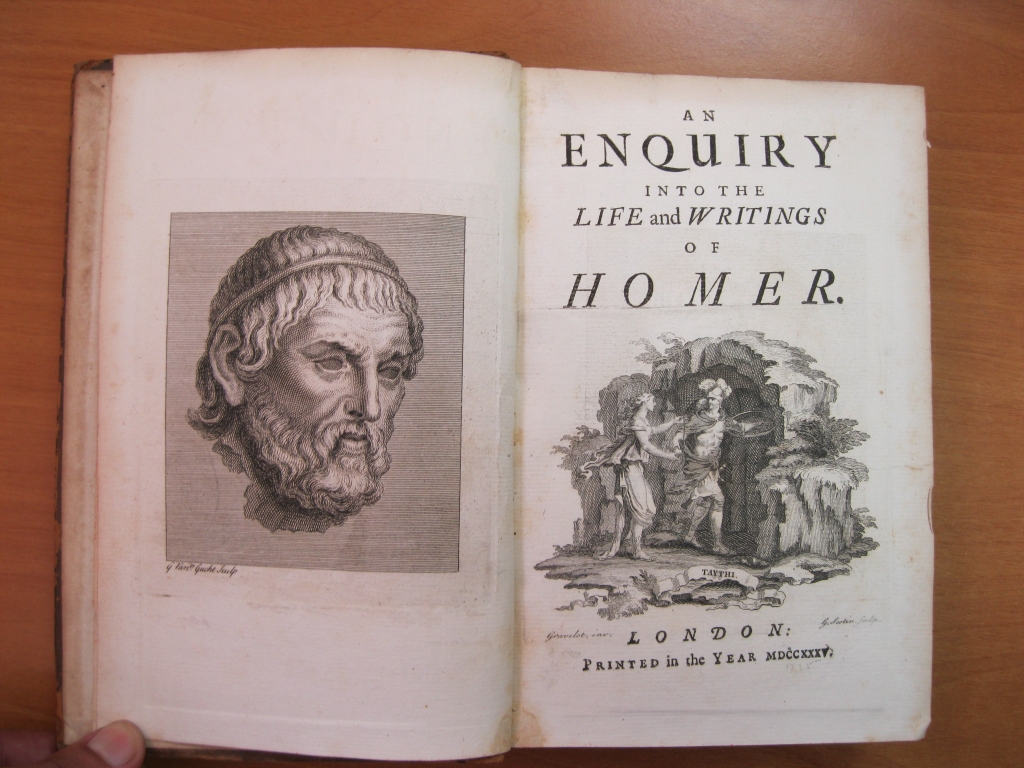 Enquiry into the life and Writings of Homer, 1735. Thomas Bcackwel. Posee 14 grabados.